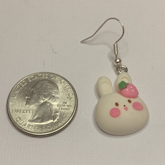Bunny Earring, Strawberry Earring, Easter Bunny, Gift Idea, Rabbit Earring - Picture 5 of 5